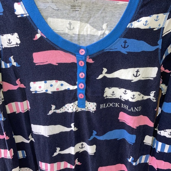 Whale Nautical Block Island Little Blue House Nightgown S/P - Picture 3 of 5